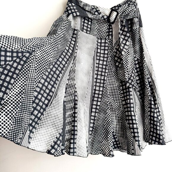 Linea Domani Linen Blend Polka Dot Black White Midi Skirt 12 - Picture 3 of 5